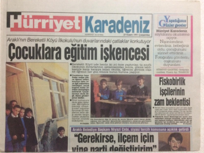Hürriyet Gazetesi Karadeniz Eki 27 Kasım 1991 - Kentine Aşık Başkan Mehmet Işık GZ24777 - 1