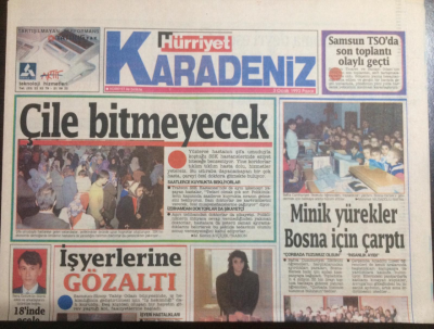 Hürriyet Gazetesi Karadeniz Eki 3 Ocak 1993 - Çile Bitmeyecek, İşyerlerine Gözaltı GZ21961 - 1