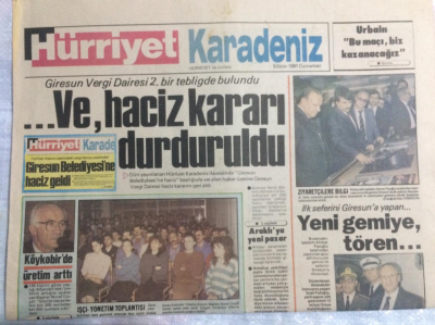 Hürriyet Gazetesi Karadeniz Eki 5 Ekim 1991 - Giresun Belediyesine Haciz Kararı Durduruldu GZ21428 - 1