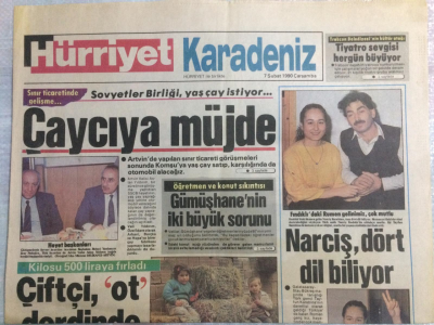 Hürriyet Gazetesi Karadeniz Eki 7 Şubat 1990 - Çaycıya Müjde,Trabzonspor Liginde Kupanın da Ortağıdır GZ21425 - 1