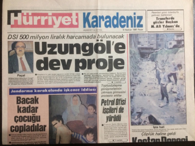 Hürriyet Gazetesi Karadeniz Eki 9 Haziran 1991 - Uzungöle Dev Proje GZ21974 - 1