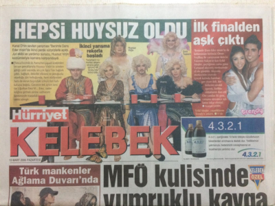 Hürriyet Gazetesi Kelebek 13 Mart 2006 - Türk Mankenler Ağlama Duvarında GZ27033 - 1