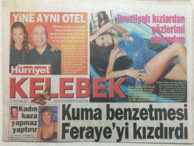 Hürriyet Gazetesi Kelebek 17 Ocak 2006 - Kuma Benzetmesi Ferayeyi Kızdırdı GZ27081 - 1