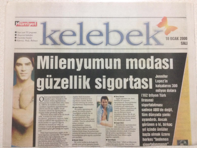 Hürriyet Gazetesi Kelebek 18 Ocak 2000 - Milenyumun Modası Güzellik Sigortası GZ24975 - 1