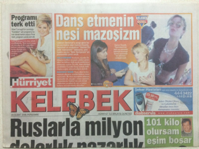 Hürriyet Gazetesi Kelebek 23 Şubat 2006 - Pınar Aylin Programı Terk Etti, Tarkanın Ruslarla Milyon Dolarlık Pazarlığı GZ27105 - 1