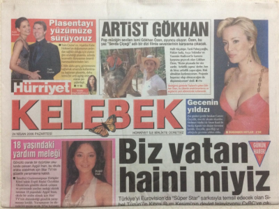 Hürriyet Gazetesi Kelebek 24 Nisan 2006 - Sibel Tüzün,Biz Vatan Hainimiyiz GZ27034 - 1