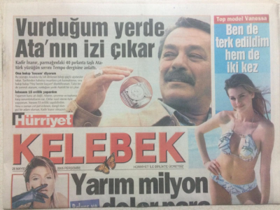 Hürriyet Gazetesi Kelebek 26 Mayıs 2005 - Kadir İnanır Vurduğum Yerde Atanın İzi Çıkar, Teoman Yarım Milyon Dolar Para Kaybettim GZ27151 - 1