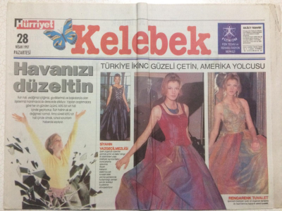 Hürriyet Gazetesi Kelebek 28 Nisan 1997 - Türkiye İkinci Güzeli Yeşim Çetin Amerika Yolcusu GZ24997 - 1