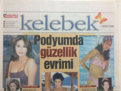 Hürriyet Gazetesi Kelebek 8 Şubat 2000 - Podyumda Güzellik Evrimi,Çağla Şıkel,Demet Şener GZ24972 - 1