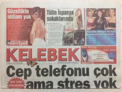 Hürriyet Gazetesi Kelebek 9 Aralık 2004 - Cep Telefonu Çok Ama Stres Yok GZ27012 - 1