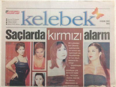 Hürriyet Gazetesi Kelebek 9 Ocak 2001 - Saçlarda Kırmızı Alarm GZ27047 - 1