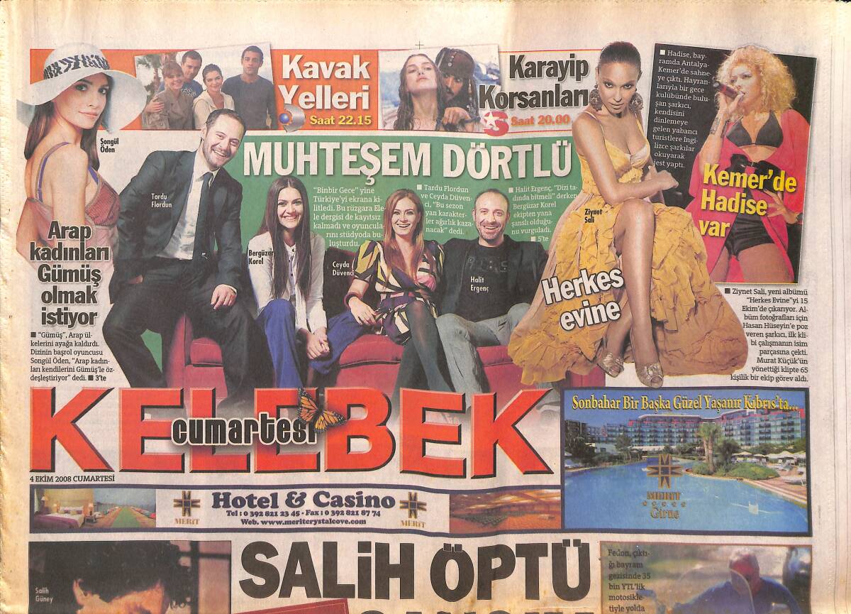 Hürriyet Gazetesi Kelebek Cumartesi Eki 4 Ekim 2008 - Aysun Kayacı Yeni İmajı Şaşırttı! - Müjde Ar'dan Ekranda İtiraf! GZ137171 - 1