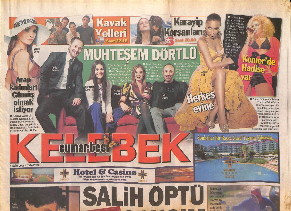 Hürriyet Gazetesi Kelebek Cumartesi Eki 4 Ekim 2008 - Aysun Kayacı'nın Yeni İmajı - Seray Sever Yemek Randevusu Panik Yaşattı GZ135838 - 1
