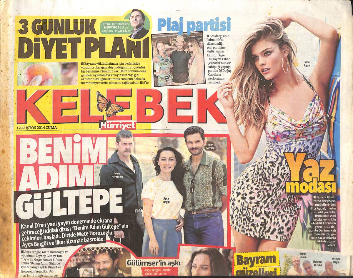 Hürriyet Gazetesi Kelebek Eki 1 Ağustos 2014 - Emrah Mışıl Mışıl Uyuya Kaldı! - Neslihan Atagül'ün Alışveriş Stili GZ136948 - 1
