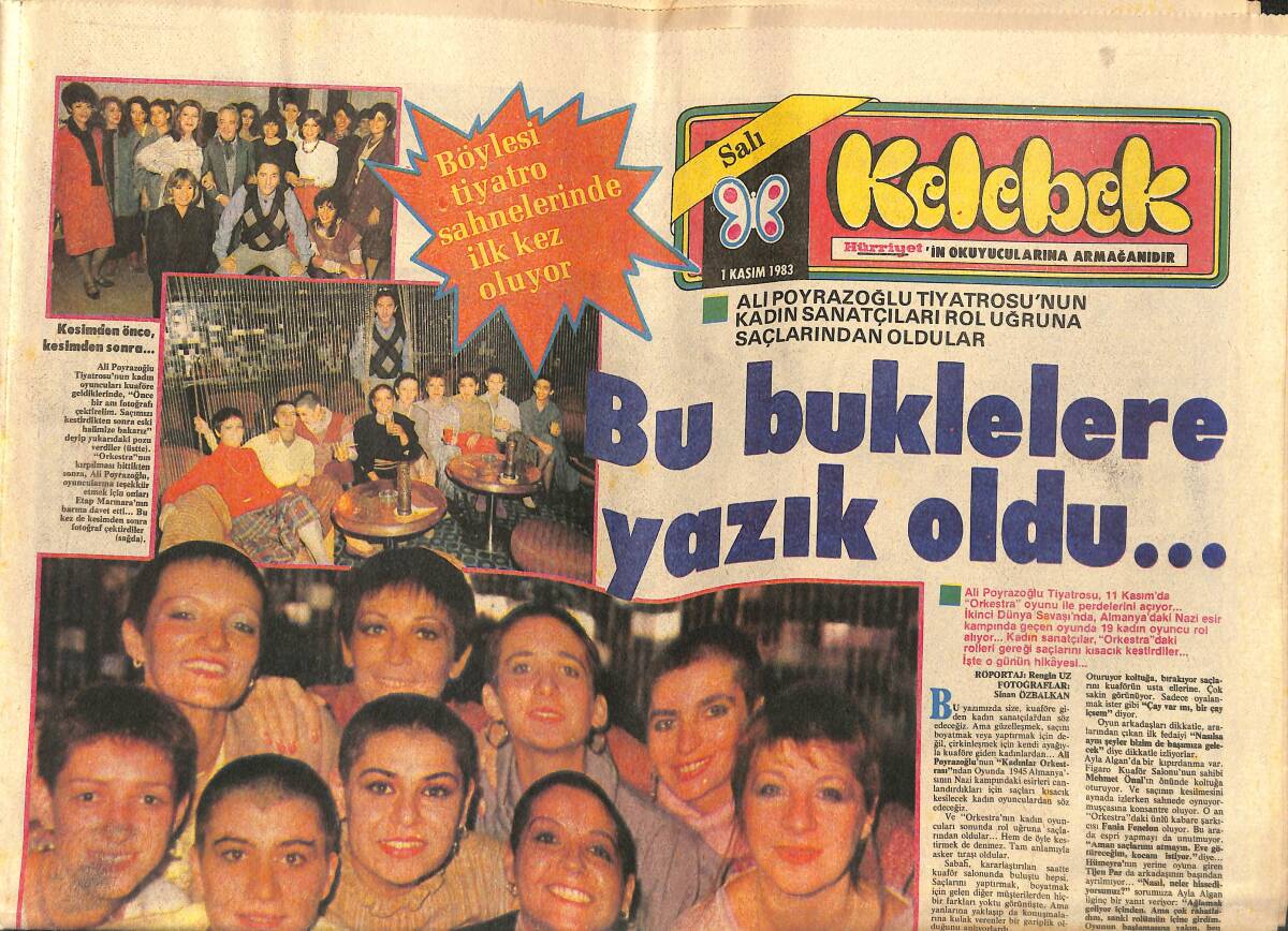 Hürriyet Gazetesi Kelebek Eki 1 Kasım 1983 - Ajda Pekkan'ın Fotoğrafları - Adile Naşit, Yaşlı Gözler Fotoroman GZ141423 - 1