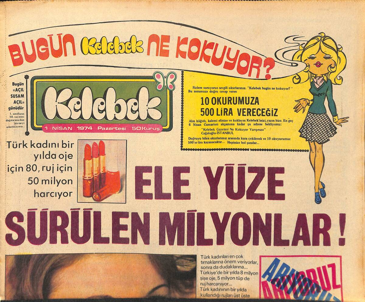 Hürriyet Gazetesi Kelebek Eki 1 Nisan 1974 - Tarık Akan Kardeşimli Filmlere Devam Edecek GZ147356 - 1