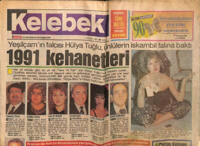 Hürriyet Gazetesi Kelebek Eki 1 Ocak 1991 - Hülya Tuğlu Ünlülerin Falına Baktı GZ75679 - 1