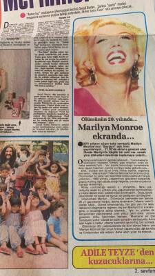 Hürriyet Gazetesi Kelebek Eki 10 Ağustos 1982 - Ölümünün 20. Yılında... Marilyn Monroe Ekranda... GZ90324 - 2
