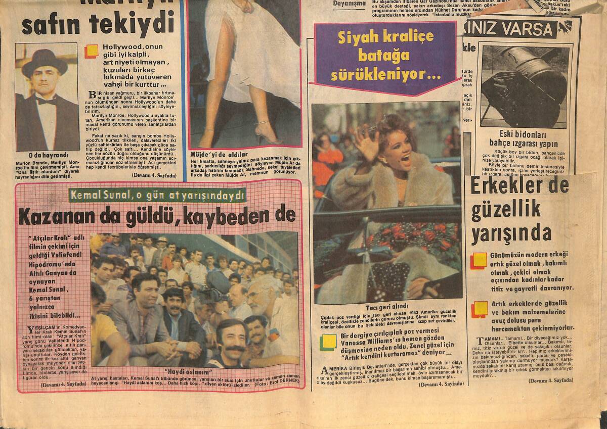 Hürriyet Gazetesi Kelebek Eki 10 Ağustos 1984 - Marlon Brando Anlatıyor: Marilyn Safın Tekiydi - Kemal Sunal O Gün At Yarışındaydı - Sezen Aksu GZ145643 - 2