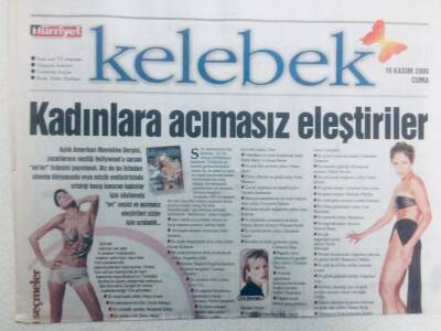 Hürriyet Gazetesi Kelebek Eki 10 Kasım 2000 - Kadınlara Acımasız Eleştiriler GZ43420 - 1