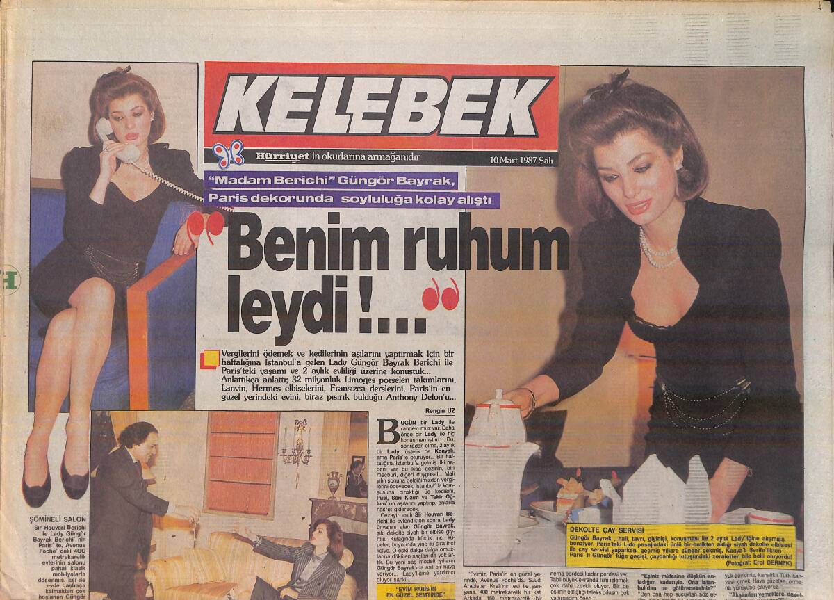 Hürriyet Gazetesi Kelebek Eki 10 Mart 1987 - Güngör Bayrak: Benim Ruhum Leydi GZ156179 - 1