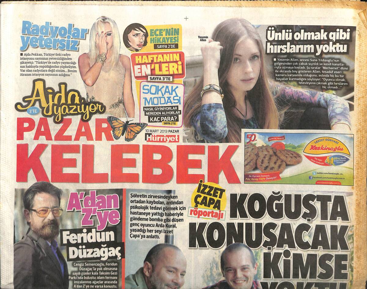 Hürriyet Gazetesi Kelebek Eki 10 Mart 2013 - Arda Kural'ın En Büyük Destekçisi Annesi Gülnur Kural GZ153831 - 1