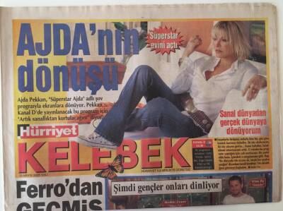 Hürriyet Gazetesi Kelebek Eki 10 Mayıs 2005 - Ajda Pekkan Süperstar Ajda Adlı Şov Programıyla Ekranlara Dönüyor , Yakışıklı Pop Melih Görgün , Keremcem , Cüneyt Tek GZ18670 - 1
