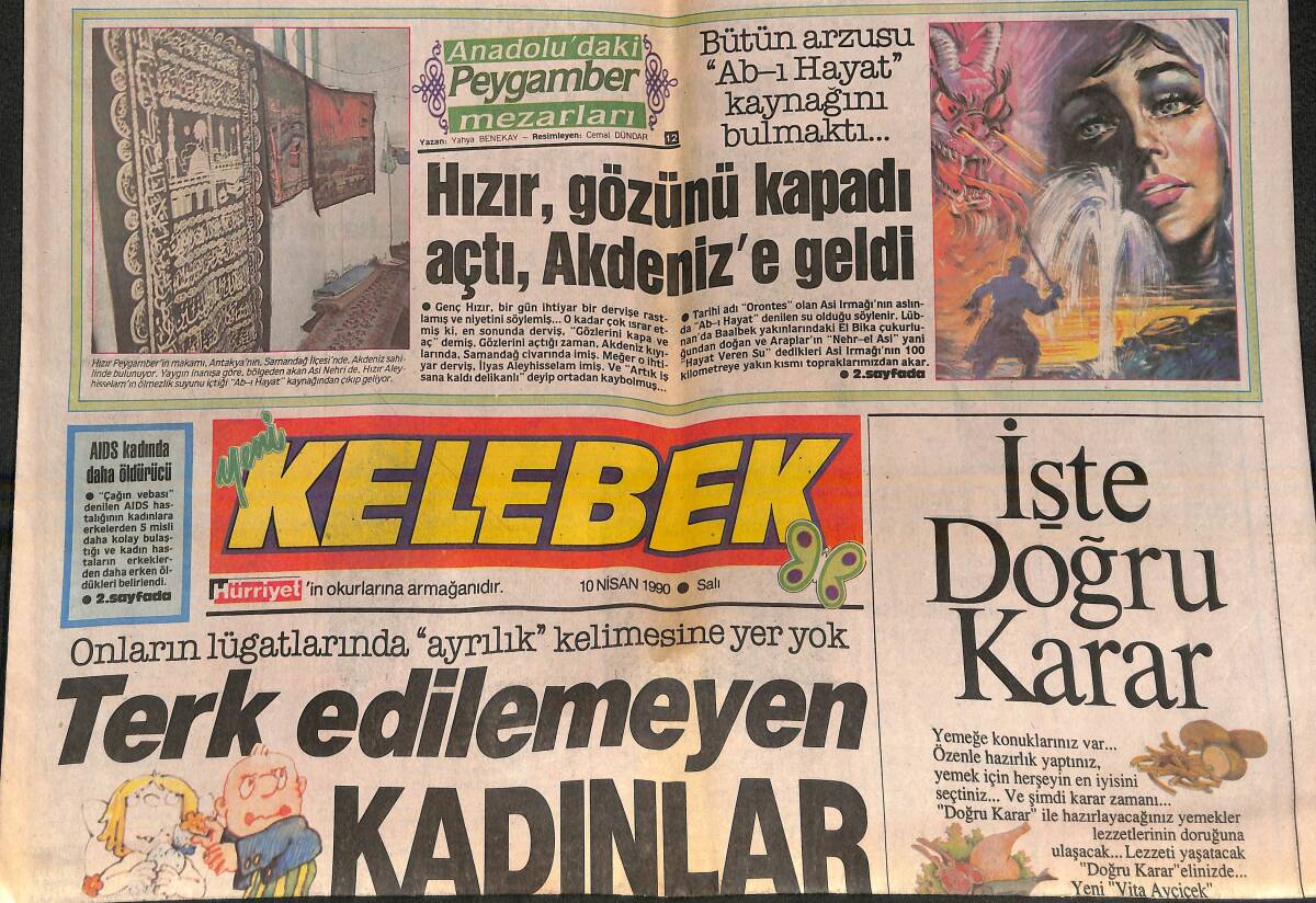 Hürriyet Gazetesi Kelebek Eki 10 Nisan 1990 - Hırçın Kız Melike Zobu Günah Çıkartıyor - Kim Takar Prenses Caroline'i GZ138076 - 1