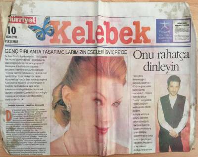 Hürriyet Gazetesi Kelebek Eki 10 Nisan 1997 - Genç Pırlanta Tasarımcılarımızın Eserleri İsviçrede GZ39099 - 1