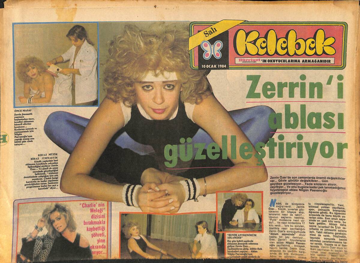 Hürriyet Gazetesi Kelebek Eki 10 Ocak 1984 - Zerrin Özer'i Ablası Güzelleştiriyor - Farah Fawcett İçin Son Umut... GZ147341 - 1