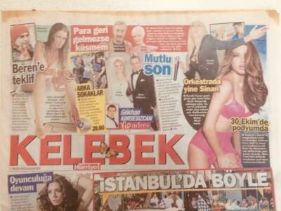 Hürriyet Gazetesi Kelebek Eki 11 Ekim 2010 - Özge Ulusoy,İstanbulda Öyle Pariste Böyle GZ40115 - 1