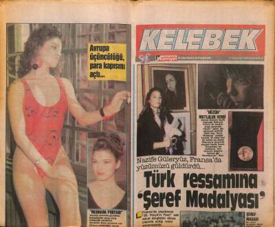 Hürriyet Gazetesi Kelebek Eki 11 Haziran 1988 - Nazife Güleryüz , Fransada Yüzümüzü Güldürdü... GZ93995 - 1