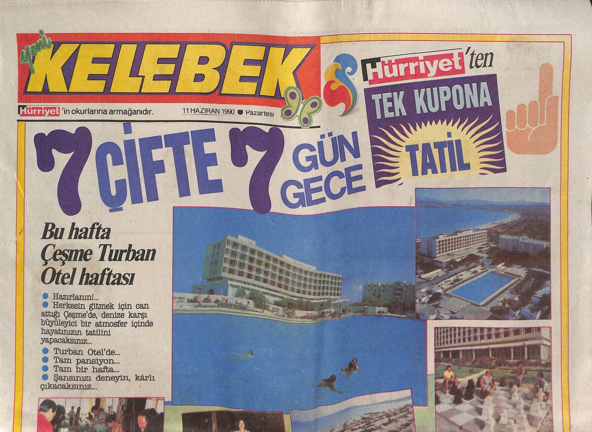 Hürriyet Gazetesi Kelebek Eki 11 Haziran 1990 - Ajda Pekkan Ağız Değiştirdi - Ekranın En Pahalı Reklam Güzeli GZ138348 - 1