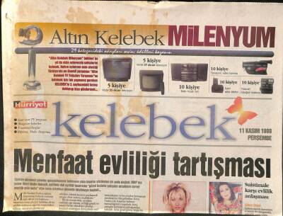 Hürriyet Gazetesi Kelebek Eki 11 Kasım 1999 - Menfaat Evliliği Tartışması GZ113369 - 1