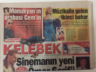 Hürriyet Gazetesi Kelebek Eki 11 Ocak 2005 - Erol Sander Büyük İskender Filminde Prens Pharnekesi Canlandırdı Bu Filmi Kelebeğe Anlatıyor GZ25170 - 1