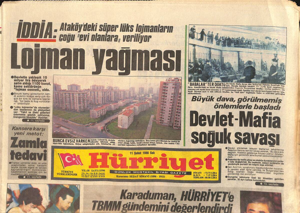 Hürriyet Gazetesi Kelebek Eki 11 Şubat 1986 - Zerrin Özer Affetti - 20. Yüzyılın Kovboyları: Rambo, Terminatör GZ154667 - 1