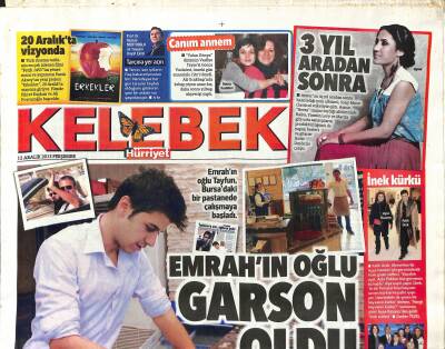 Hürriyet Gazetesi Kelebek Eki 12 Aralık 2013 - Emrahın Oğlu Garson Oldu - Levent Ülgeni Al Pacinoya Benzetiyorlar GZ125467 - 1