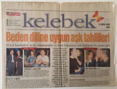 Hürriyet Gazetesi Kelebek Eki 12 Ekim 1999 - Beden Diline Uygun Aşk Tahlilleri GZ26194 - 1