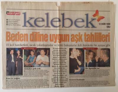 Hürriyet Gazetesi Kelebek Eki 12 Ekim 1999 - Beden Diline Uygun Aşk Tahlilleri GZ26195 - 1
