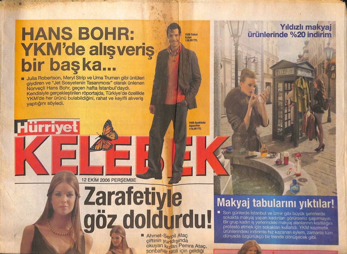 Hürriyet Gazetesi Kelebek Eki 12 Ekim 2006 - Sezen Aksu İlk Albümü 50 Adet Satmıştı - Şarkıcı Bengü Bayram Fiyatını Açıkartırmayla Belirleyecek! GZ136951 - 1