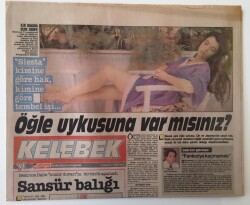 Hürriyet Gazetesi Kelebek Eki 12 Haziran 1988 - Siesta Yani Öğle Uykusu , Çin Ve Japonyoda Yasal Hak GZ16904 - 1