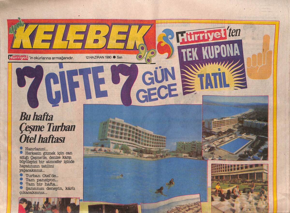 Hürriyet Gazetesi Kelebek Eki 12 Haziran 1990 - Neşe Erberk'in Evlilik Provaları - Hande Demir'in Bar Stajı GZ138347 - 1
