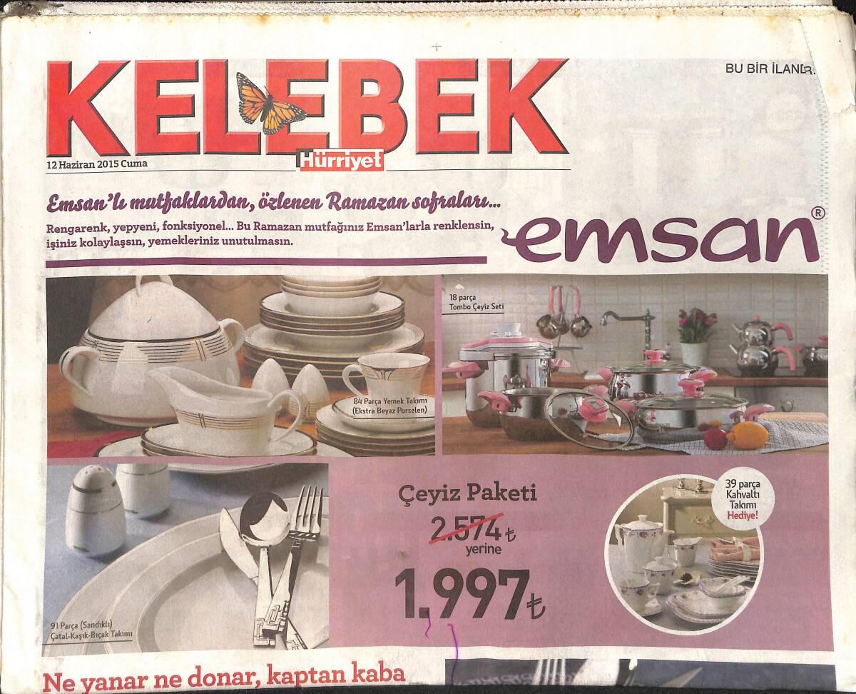 Hürriyet Gazetesi Kelebek Eki 12 Haziran 2015 - Ajda Pekkan Bu Yaz Çok Can Yakacak - Burcu Esmersoy, Arda Turan Sorularına Tepki Gösterdi GZ154758 - 1
