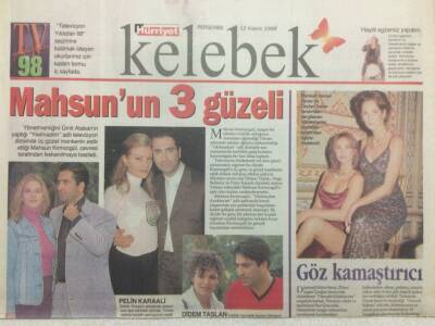 Hürriyet Gazetesi Kelebek Eki 12 Kasım 1998 - Mahsun Kırmızıgülün Üç Güzeli GZ35747 - 1