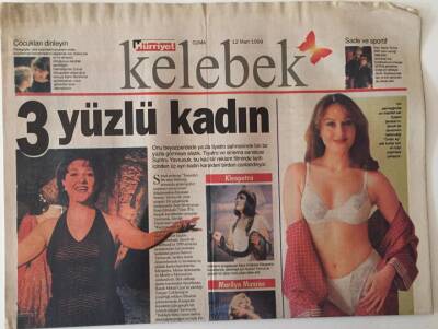 Hürriyet Gazetesi Kelebek Eki 12 Mart 1999 - 3 Yüzlü Kadın Sumru Yavrucuk GZ18478 - 1
