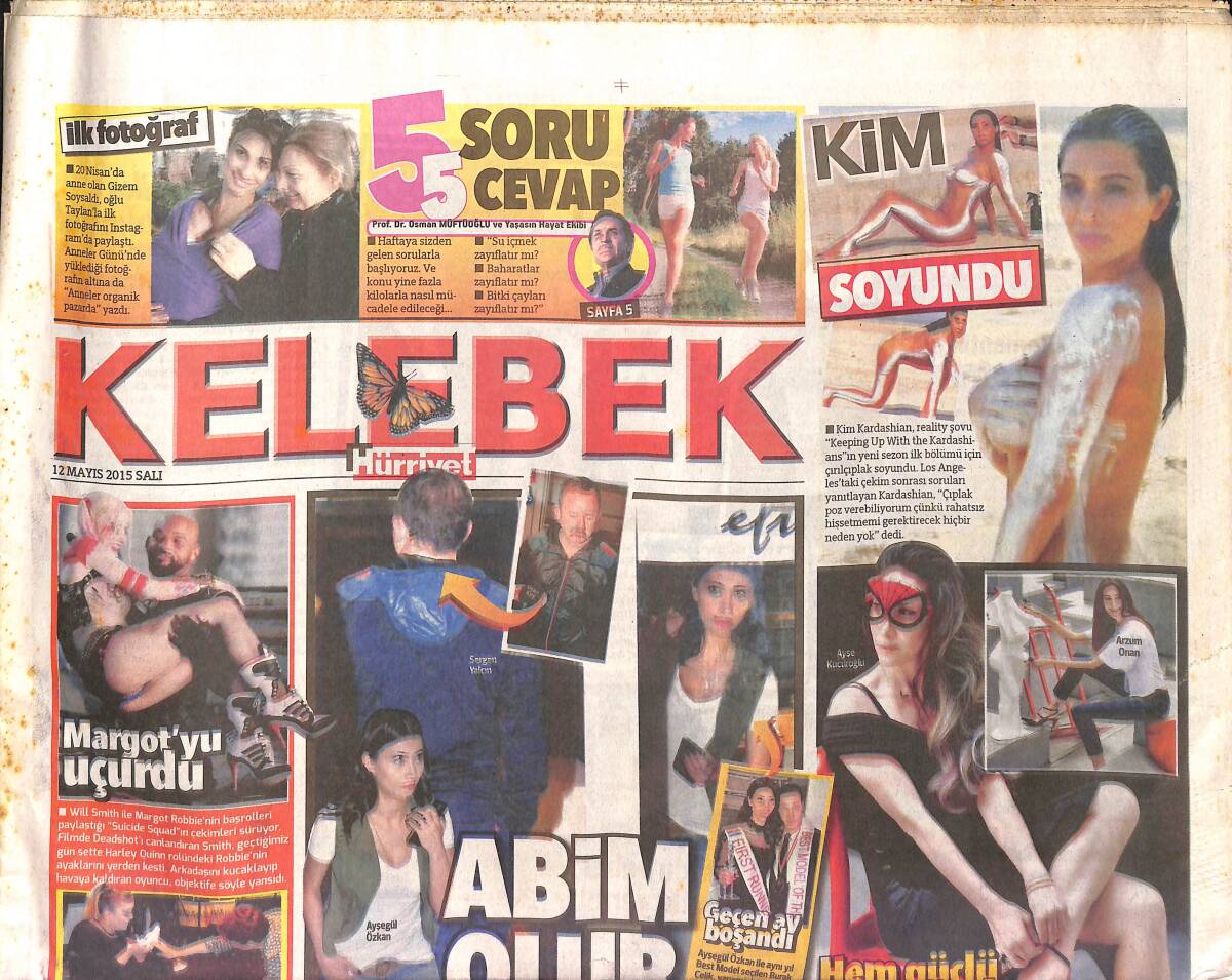 Hürriyet Gazetesi Kelebek Eki 12 Mayıs 2015 - Will Smith, Margot'u Uçurdu - Kim Kardashian Soyundu GZ154816 - 1