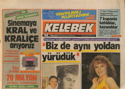 Hürriyet Gazetesi Kelebek Eki 12 Temmuz 1987 - Sanat Dünyasına Yıllarca Emek Vermiş 3 İsim * Hülya Koçyiğit , Tamer Yiğit , Ediz Hun GZ113827 - 1