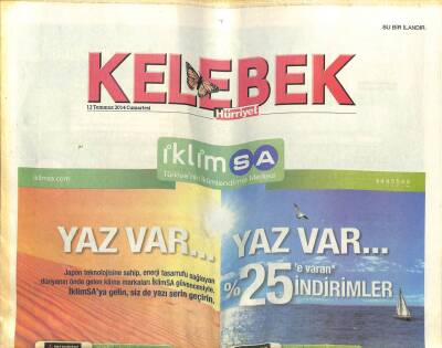 Hürriyet Gazetesi Kelebek Eki 12 Temmuz 2014 - Pariste Türk Rüzgarı, Çakallar Üzgün GZ99951 - 1