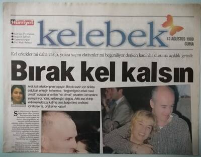 Hürriyet Gazetesi Kelebek Eki 13 Ağustos 1999 Türklerden En İddialı Keller -GZ33499 - 1