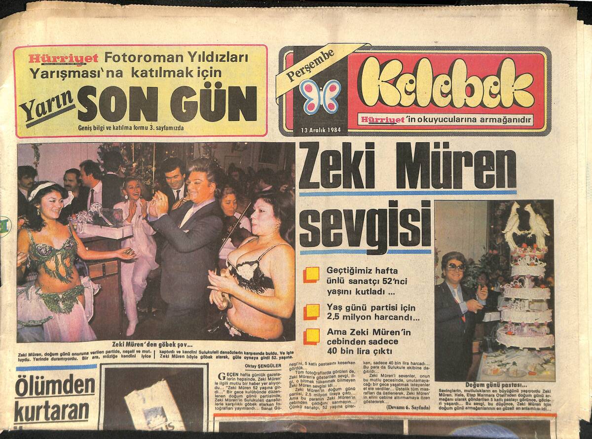 Hürriyet Gazetesi Kelebek Eki 13 Aralık 1984 - Zeki Müren Sevgisi - İstanbul'un Japonya'daki Kardeşi GZ155375 - 1